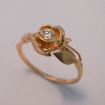 wedding photo - Rose Engagement Ring No.3 - 14K Rose Gold and Diamond engagement ring, engagement ring, leaf ring, flower ring, art nouveau, vintage