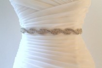 wedding photo - Bridal beaded twisted crystal sash.  Braided rhinestone wedding belt. DIAMOND WAVE.