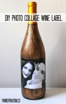 wedding photo - DIY Photo Collage Wine Label
