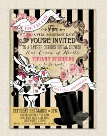 wedding photo - Alice in Wonderland Bridal Shower Tea Party Birthday Invitation Mad Hatter Retro Printable Digital - ANY EVENT
