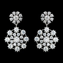 wedding photo - Snowflake Bridal earrings, Winter Wedding earrings, Rhinestone Snowflake earrings, Wedding jewelry, Bridesmaid earrings, Crystal earrings