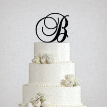wedding photo - Script Monogram Wedding Cake Topper