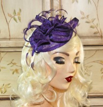wedding photo - Purple Fascinator - Purple Mini Fascinator Hat - Tea Party Fascinator Hat - Wedding Fascinator - British Fascinator Hat