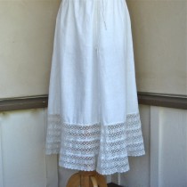 wedding photo - Antique Victorian Petticoat Cotton and Lace Drawstring Skirt