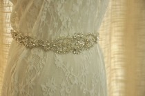 wedding photo - Crystal and Rhinestone Beaded Applique Bridal Belt Wedding Sash Applique