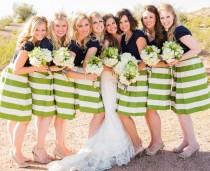 wedding photo - Green Striped Bridesmaid Skirt