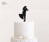 wedding photo - Silhouette wedding cake topper by Oxee, personalized cake toppers