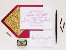 wedding photo - Grotto Letterpress Wedding Invitation Sample - Calligraphy Script Letterpress Invitations - Flat Print or Letterpress Wedding Invitations