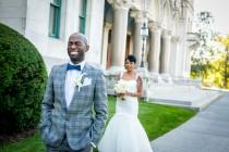 wedding photo - This first look is a surprise for bride AND groom