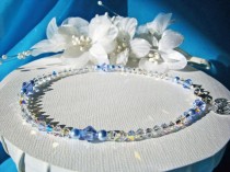wedding photo -  Something Blue Anklet Swarovski Crystals Pearls Wedding Ankle Bracelet Jewelry