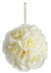 wedding photo - Garden Rose Kissing Ball - Ivory - 6 inch Pomander