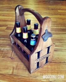 wedding photo - Wooden Beer Tote - Personalized Beer Tote - Handmade Beer Tote - Wood Beer Caddy - Valentine Father's Day Christmas Birthday-Groomsmen Gift