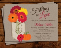 wedding photo - Fall Flowers Mason Jar Bridal Shower Invitation - Thanksgiving - Bridal Shower Invite - Wedding Shower - Daisies - Baby Shower - Printable