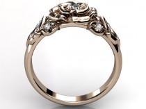 wedding photo - 14k rose gold diamond unusual unique flower engagement ring, bridal ring, wedding ring, anniversary ring ER-1059-3
