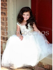 wedding photo - Lace and Tulle Flower girl dress, flower girl dress, ballgown - ELSA - Girls Dress, Ivory Flower girl dress, flower girl dresses