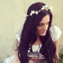 wedding photo - Coachella, EDC Goddess Hair Wreathes- Mini White Blooms Headband- Hair Crown- FLOWER CROWN Trendy