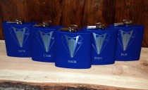 wedding photo - 4 Blue Flasks Wedding party favors, Set of 4 engraved Flasks, Groomsmen flask, Best man flask, groomsman, 6oz flask., personalized flask