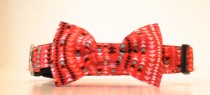 wedding photo - Bow Tie Dog Collar Aztec Arrow Geometric Red Wedding Accessories Made to Order