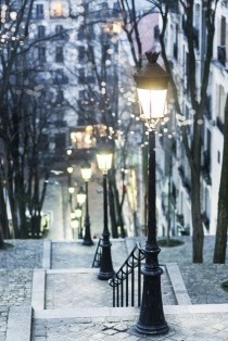 wedding photo - Paris Photograph - Paris At Night, Street Lamps, Montmartre, French Home Decor, Large Wall Art