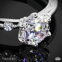 wedding photo - 18k White Gold Tacori 56-2RD Sculpted Crescent Classic 3 Stone Engagement Ring