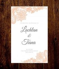 wedding photo - Peach Lace Wedding Program Folded Wedding Program Printable Template INSTANT DOWNLOAD diy MS Word Template - Fonts Included Print & Fold