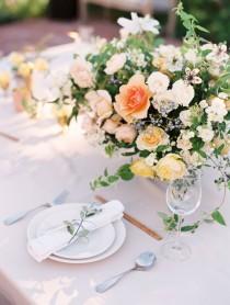 wedding photo - Centerpiece In Peach And Yellow