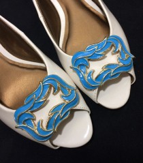 wedding photo - Vintage Shoe Clips - Blue Waves
