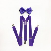 wedding photo - men's bow tie and suspenders - royal purple bowtie and suspenders set - purple wedding, purple dress bow tie, mens suspenders, bowtie set