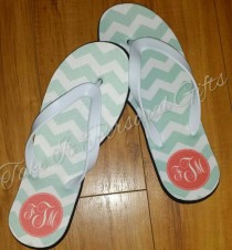 wedding photo - Monogrammed Flip Flops- personalized! CHOOSE FROM 16 Patterns and over 100 color combinations!