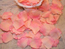 wedding photo - 200 Rose Bulk Petals, Artifical Petals, Peach and Coral Pink Tipped, Bridal Wedding Decoration,Flower Girl Toss Basket Petals Table Scatter