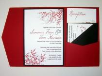 wedding photo - Wedding Invitation, DIY, Pocketfold, Cherry Blossom, Sakura, Printable, Digital File By Ticklemeink On Etsy