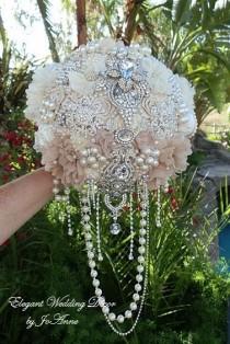 wedding photo - DRAPING PEARL BROOCH Bouquet - Deposit Only For This Gorgeous Custom Bouquet, Brooch Bouquet, Cascading Bouquet