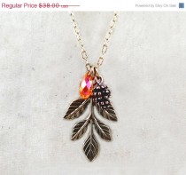wedding photo - SUMMER SALE Pinecone Necklace Nature Jewelry Spring Wedding Crystal Necklace April Birthstone Leaf Necklace Bridesmaid Gift