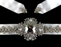 wedding photo - Art Deco Bridal Sash, Rhinestone Crystal Dress Jewelry, 1920s Style Wedding Gown Belt, ELLE