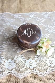 wedding photo - Rustic Monogrammed Ring Bearer Pillow Box with Mossy Interior // Rustic Weddings (RB-16)