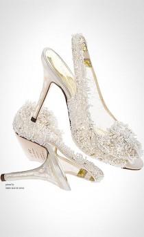 wedding photo - Freya Rose Showcases The Snowqueen - Couture Wedding Shoe With Mother Of Pearl Heels And Hand Embroidered Swarovski Crys...