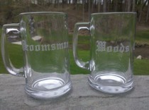 wedding photo - 2 Groomsmen beer mugs, Etched beer mug, Best man gift, Groomsman gift, beer glasses, sand blasted, engraved