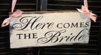 wedding photo - Here Comes the BRIDE Sign/Wedding /Revesable It's Party Time/Photo Prop/U Choose Colors/Great Shower Gift/navy blue/white/pink