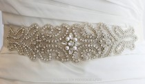 wedding photo - Rhinestone Bridal Crystal Sash Belt with Pearls, 3" wide pearl wedding sash, wedding belt - FARAH III - Ships in 1 week