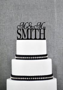 wedding photo - Traditional Last Name Wedding Cake Toppers, Unique Personalized Wedding Cake Topper, Elegant Custom Mr and Mrs Wedding Cake Toppers - (S004)