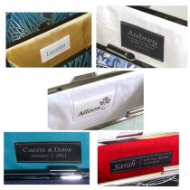 wedding photo - Add on - Custom Silk Labels for your Wedding Clutches - Sewn Into Lining - Choose Color and Style