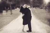 wedding photo - Sweet cemetery cuddles before a courthouse goth wedding
