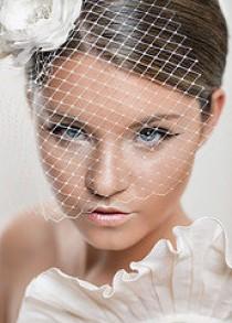 wedding photo - Birdcage Veil Ivory or White Russian Netting