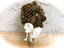 wedding photo - Rustic wedding bouquet pine cone forest winter country weddings