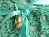 wedding photo - Something Blue Nautical Wedding Ring Bearer Crochet Pillow