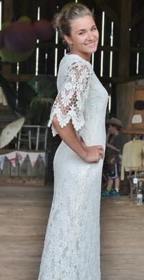 wedding photo - Ivory Boho Lace Wedding Dress - Cowgirl Chic - Junk Gypsy Style - Size 8
