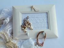 wedding photo -  Jewelry Organizer/ Frame Jewelry Holder/ Wood Fram