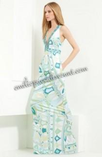 wedding photo -  Emilio Pucci V-neck Printed Jersey Maxi Dress Blue Mint