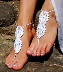 wedding photo -  Crochet Barefoot Sandals, Beach Shoes, Wedding Accessories, Nude Shoes, Yoga socks, Foot Jewelry