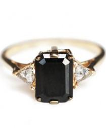 wedding photo - Anna Sheffield Square Black Diamond Bea Ring
